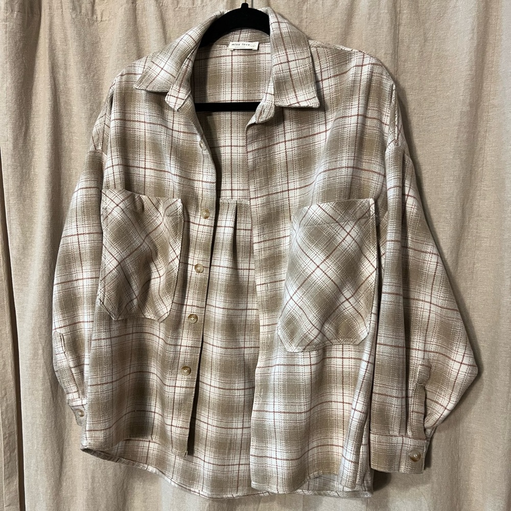 Beige Plaid Shacket